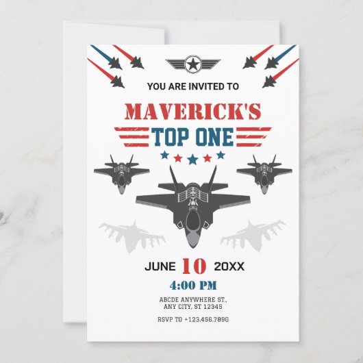 Luftwaffenflugzeug-Pilot Top Einladung (Vorderseite)