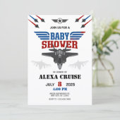 Luftwaffenjet-Pilot Baby Shower Einladung (Stehend Vorderseite)