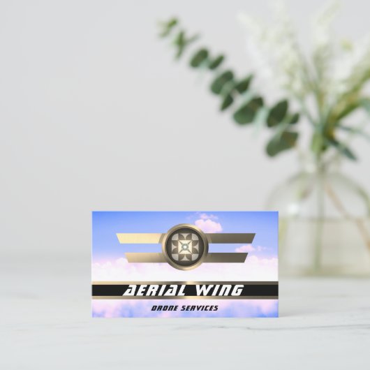 Luftwaffenroundus Gold Metall und Himmel Visitenkarte (Stehend Vorderseite)