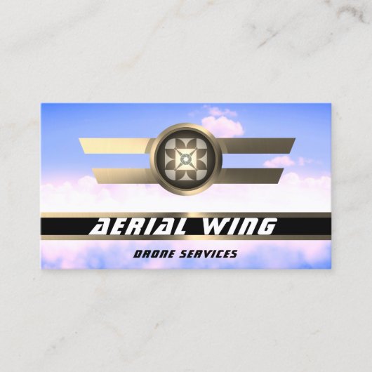 Luftwaffenroundus Gold Metall und Himmel Visitenkarte (Vorderseite)