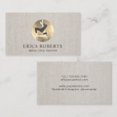 Luftyoga-Lehrer-Goldkreis-elegantes Leinen Visitenkarte (Vorne/Hinten)