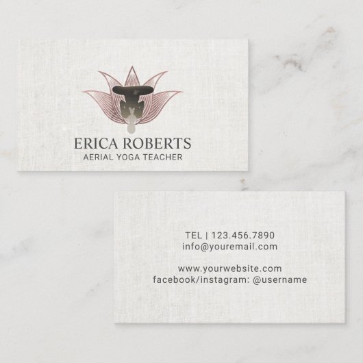 Luftyoga-Rosen-Goldlotos-Yoga-Lehrer Visitenkarte (Vorne/Hinten)