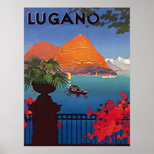 Luganersee, Aussicht von der Hotelterrasse, Vintag Poster (Vorne)