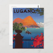 Luganersee, Aussicht von der Hotelterrasse, Vintag Postkarte (Vorne/Hinten)