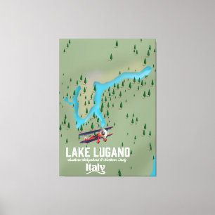 Luganersee Italien - Schweiz Reiseplakat Leinwanddruck