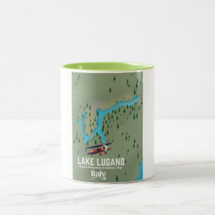 Luganersee Italien - Schweiz Reiseplakat Zweifarbige Tasse