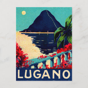 Luganersee, Schweiz, Hotel-Terrassenansicht Postkarte