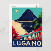 Luganersee, Schweiz, Hotelterrasse Aussicht Postkarte (Vorne/Hinten)