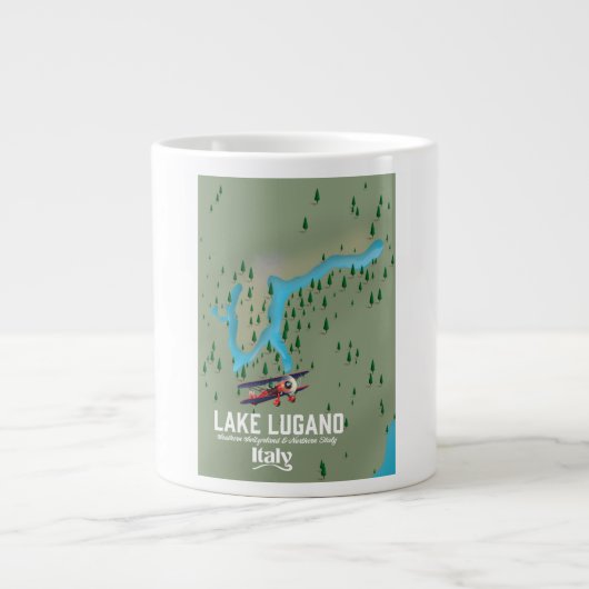 Luganersee - Schweiz Reiseplakat Jumbo-Tasse (Vorderseite)
