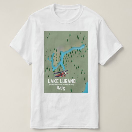 Luganersee - Schweiz Reiseplakat T-Shirt (Design vorne)