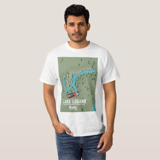 Luganersee - Schweiz Reiseplakat T-Shirt (Vorne ganz)