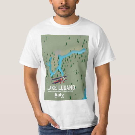 Luganersee - Schweiz Reiseplakat T-Shirt (Vorderseite)