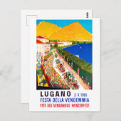 Lugano, Aussicht. Die Leute drängen sich auf dem W Postkarte (Vorne/Hinten)