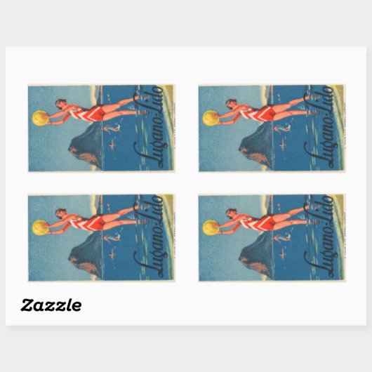 Lugano Lido Rechteckiger Aufkleber (Blatt)