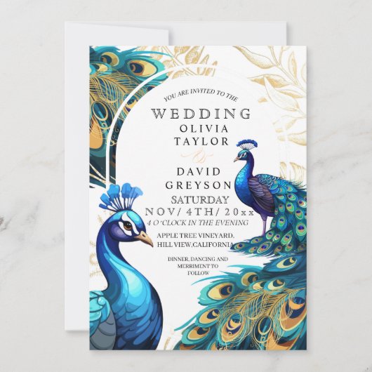 Lugano Lux Peacocks Einladung (Vorderseite)