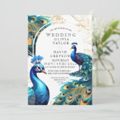 Lugano Lux Peacocks Einladung (Stehend Vorderseite)