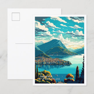 Lugano Schweiz Kunst, Dichtung und Musik Postkarte