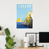 Lugano Schweiz Kunstprint Schweizer Reiseplakat Poster (Heimbüro)