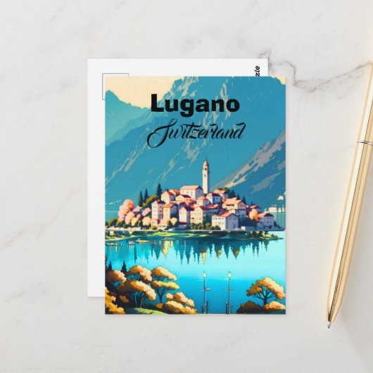 Lugano Schweiz Postkarten Kunst, Lugano Schweiz (Vorderseite/Rückseite Beispiel)