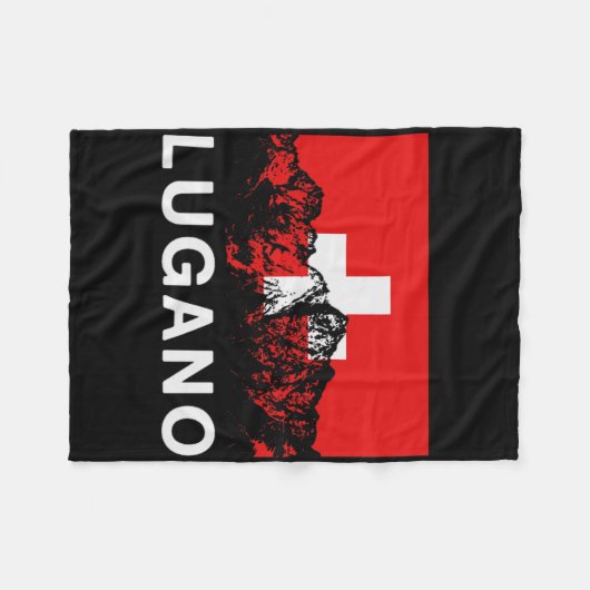 Lugano Schweiz Schweizer Flagge Fleecedecke (Vorderseite (Horizontal))