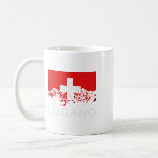 Lugano Schweiz Schweizer Flagge Kaffeetasse (Links)