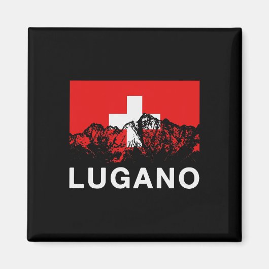 Lugano Schweiz Schweizer Flagge Magnet (Vorne)