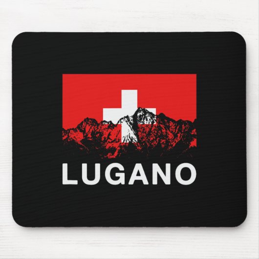 Lugano Schweiz Schweizer Flagge Mousepad (Vorne)