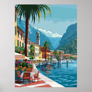 Lugano's idyllische Umgebung - Vector Cartoon Poster