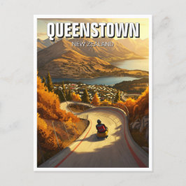 Luge in Queenstown New Zealand Travel Postkarte