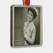 Lugende Krankenschwester Silbernes Ornament (Rechts)