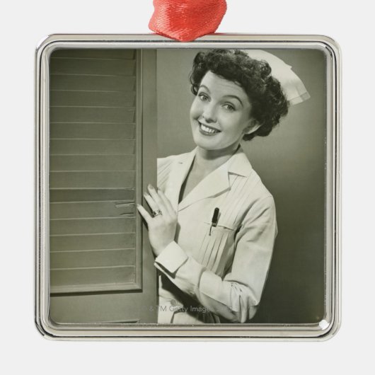 Lugende Krankenschwester Silbernes Ornament (Vorne)