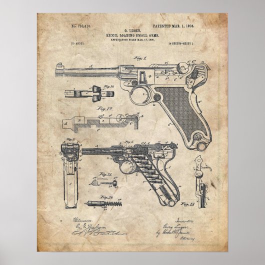 Luger Pistol Parabellum Patent Poster (Vorne)