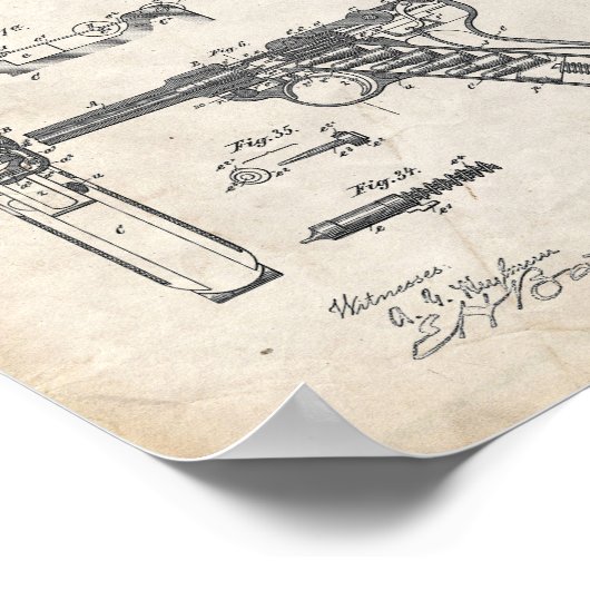 Luger Pistole Art Print Poster (Ecke)