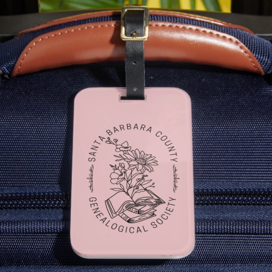 Luggage Tag - Books & Florals (Rose) Gepäckanhänger (Vorderseite Insitu 2)