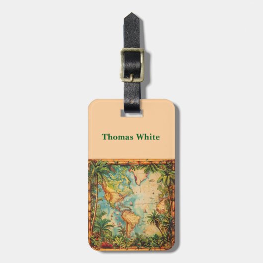Luggage Tag-Personalized Vintage Atlas Luggage Tag Gepäckanhänger (Vorderseite vertikal)
