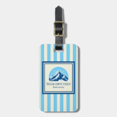 Luggage Tag stripes Mountain ski name Gepäckanhänger (Vorderseite vertikal)