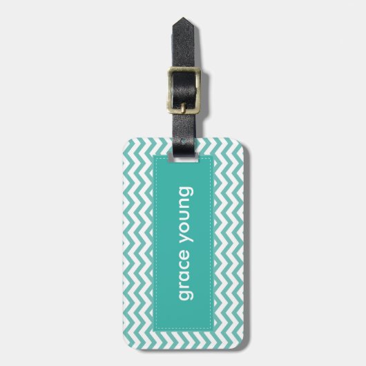 LUGGAGE TAG: Zickzack, schlichter Jade Gepäckanhänger (Vorderseite vertikal)