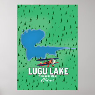 Lugu Lake, Yunnan plateau, China Karte Poster