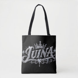 LUINA Luxus-Diamantkrone mit individuellem Namen a Tasche