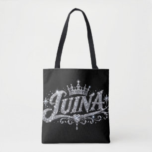 LUINA Luxus-Diamantkrone mit individuellem Namen a Tasche