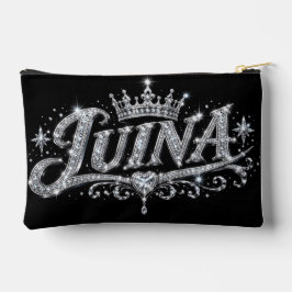 LUINA Luxus-Diamantkrone mit individuellem Namen a Zubehörtasche