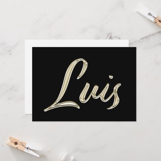 Luis Name white gold Handwriting Karte (Vorderseite/Rückseite Beispiel)