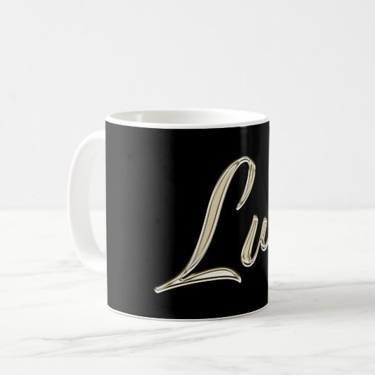 Luis Name whitegold Tasse Teetasse Kaffeetasse (Vorderseite Links)