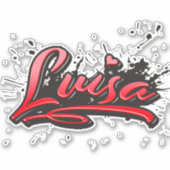Luisa red Heart Graffiti Aufkleber Sticker (Vorderseite)