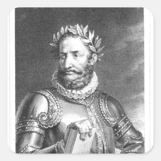 Luiz Vaz de Camoes graviert von B. Roger Quadratischer Aufkleber (Vorderseite)