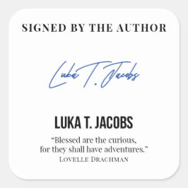 Luka T. Jacobs Author Buchzeichen #2 Square Sticke Quadratischer Aufkleber