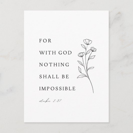 Lukas 1:37 Bibelvers Postkarte (Vorderseite)