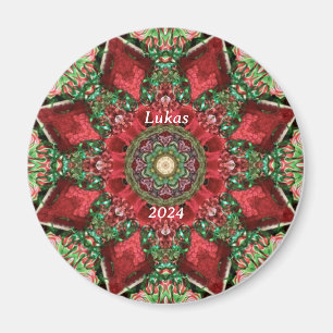LUKAS 2024 ~ Rot, Grün und Gelb Kaleidoskop ~ Magnet