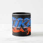 Lukas Vorname Name Graffiti blue orange Tasse (Zentrum)