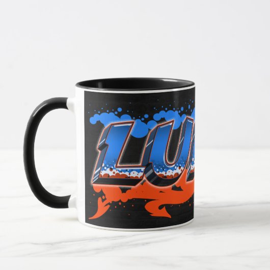 Lukas Vorname Name Graffiti blue orange Tasse (Links)
